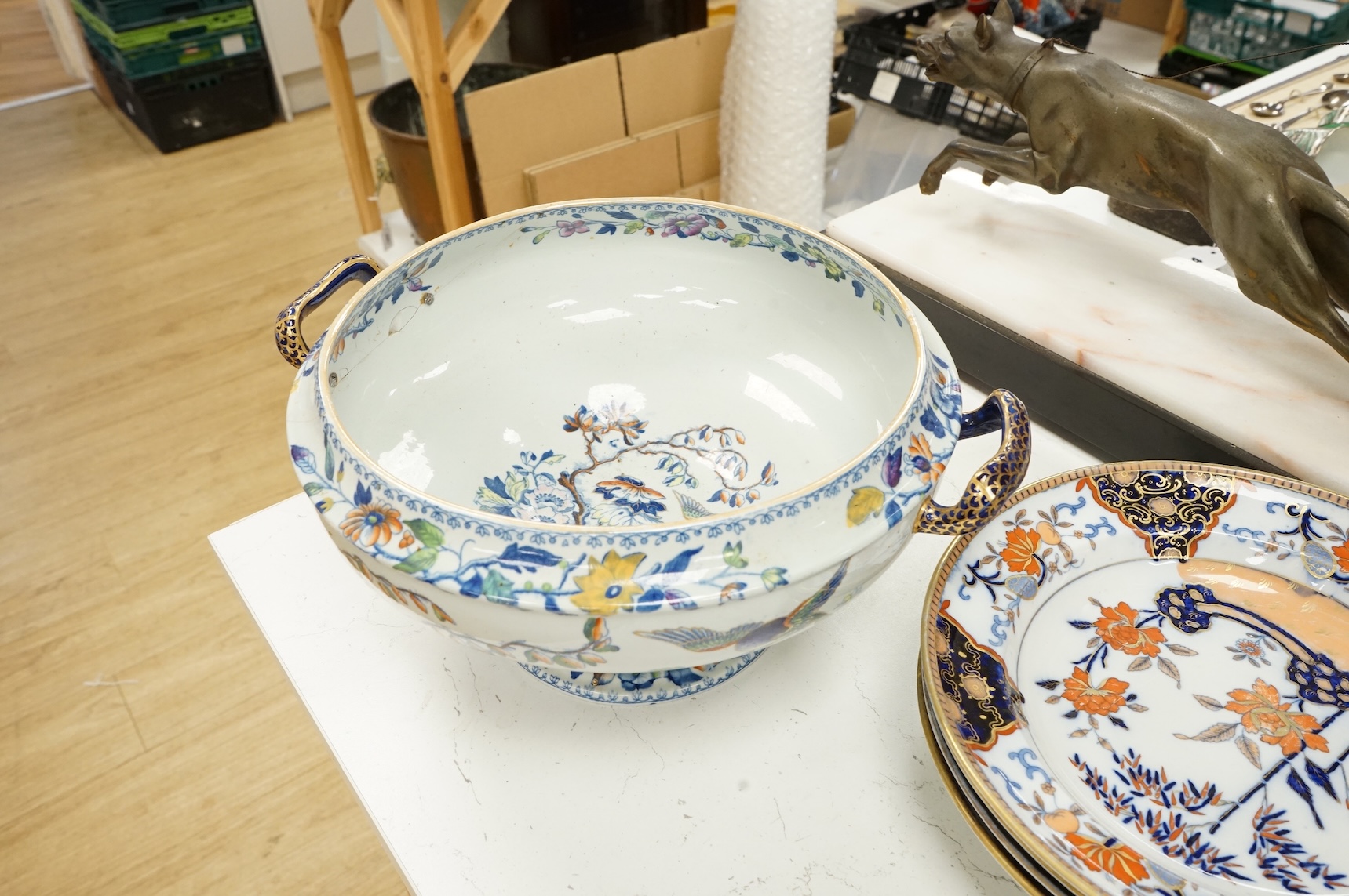 A Victorian Davenport dinner service to include tureens, dinner plates and soup bowls, largest 52cm wide